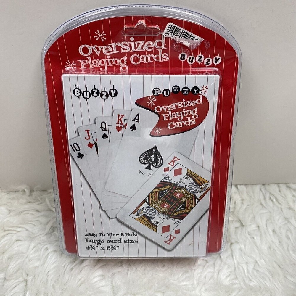 NEW BUZZY Oversized Playing Cards 6 3/4" x 4 3/4" Jumbo Giant Game Card Deck